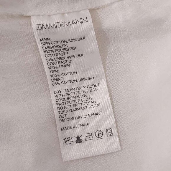 Zimmermann Corsage Pompom Embellished Guipure Lace Swiss Dot Tulle Mini Size 0 - Picture 15 of 16